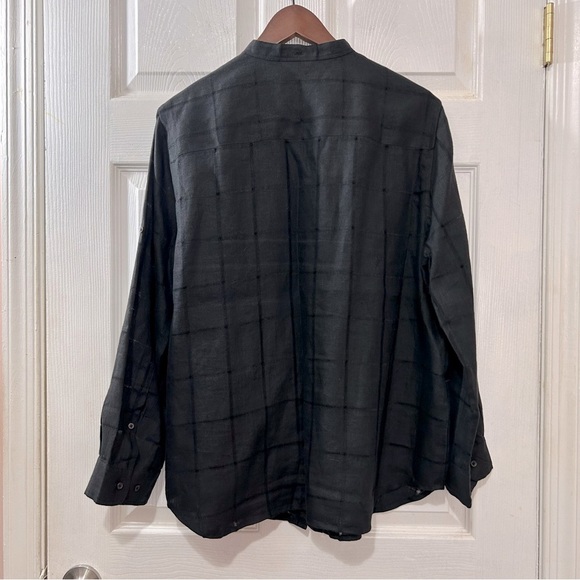 Lauren Ralph Lauren Linen Women's Shirt Top Blouse Black Button Down Size 1X - Picture 2 of 8